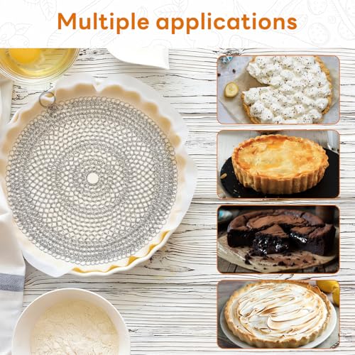 Stainless Steel Pie Crust Weight Chain - Universal 10-inch pie crust protector and baking weight, suitable for dough and pastries, dishwasher safe.