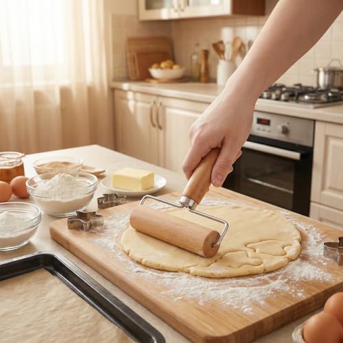 2 Pcs Wooden Dough Roller, Wooden Rolling Pin Set (2 Sizes)