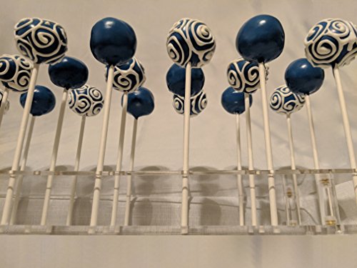 21 Hole Clear Acrylic Cake Pop Display Stand by FireHype | Great For Large Pops | Drying Cooling Decorating Cake Ball Holder | Cotton Candy Lollipop Dessert Sticks | Weddings, Baby Showers, Birthdays