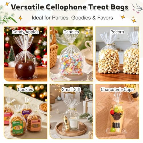 PigPotParty Cellophane Treat Bags 6x9 Inch, 50 Pack, Clear Goodie Bags - color: Transparent