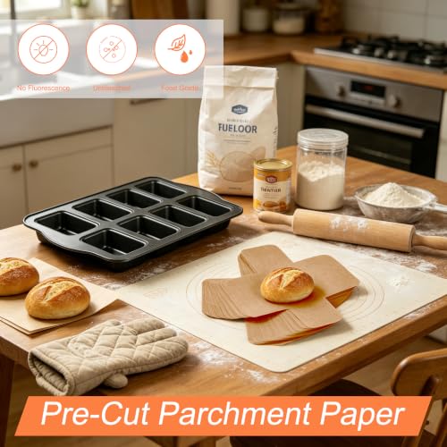200 Pcs Mini Loaf Pan Liners for Baking Bread Pans 3x2 in Parchment - size: 3.15*2 inch