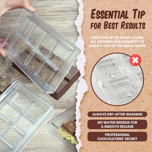 Authentic Polycarbonate Dubai Chocolate Bar Mold Kit (Dry-Use Required) – Professional Deep Bar Mold, BPA Free Food Grade, 8-Cavity Design, More Durable than Silicone Plastic Molds – 1 Piece