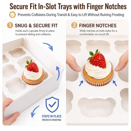 12PCS Cupcake Boxes with Window & Insert 500PCS Thank You Sticker