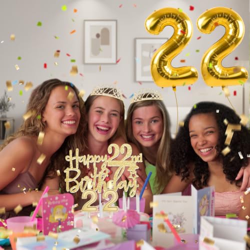 YeohJoy Gold 22nd Birthday Decorations for Her - style: 22nd