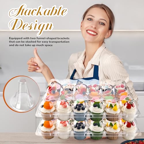 NPLUX 24 Count Cupcake Containers 10 Pack Plastic Cupcake Boxes and Holders