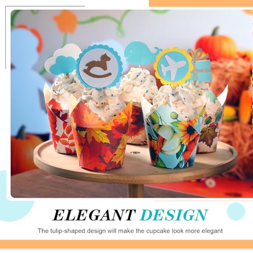 500 Counts Fall Tulip Cupcake Liners Autumn Muffin Cupcake Baking Liners - style: Maple