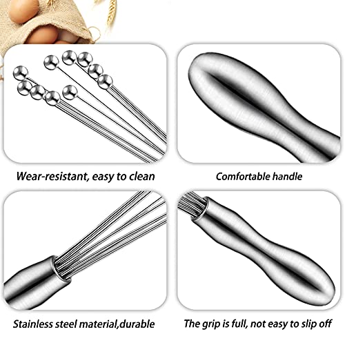 2 Pack Ball Whisk Stainless Steel, 10" and 12", Excellent for Eggs