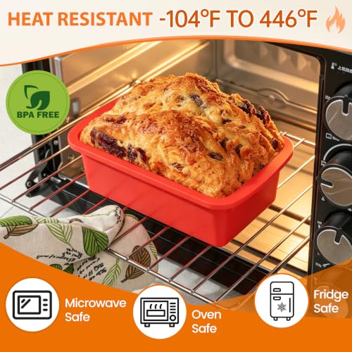 CAKETIME Mini Loaf Pans - 5.7 x 3.3 IN Silicone Bread Loaf Pans for Baking - color: Red, size: 5.7 X 3.3"