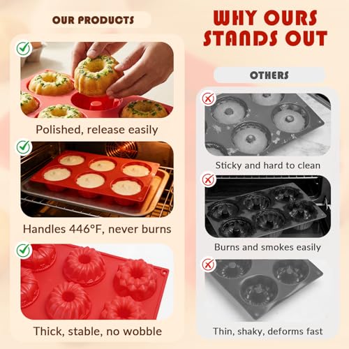 HKNMTT 2Pcs Mini Buntz Cake Pans for Baking 6-Cavity Fluted Tube Cake Pan - style: 3 Shaped buntz 2PCS