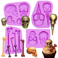 Infovox Halloween Skull and Bone Silicone Fondant Molds, Set of 4
