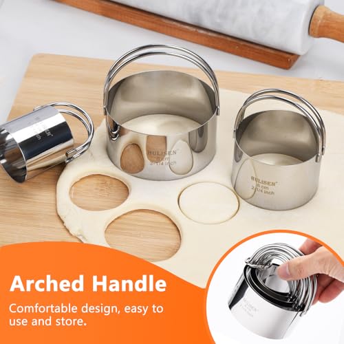 HULISEN 5-Pc Biscuit Cutters, Flour Duster, Pastry Scraper, Dough Blender - size: 4 Pcs Pastry Cutter Set with Flour Duster