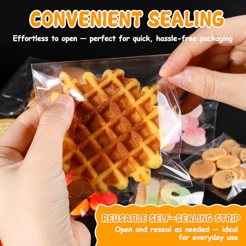 Soarvita Self Sealing Cookie Bags, 100Pcs 4x6 Inches Clear Resealable Gift Wrap Cellophane Bags for Packaging Candy Treat Goodie Favors and Cookies Gift Giving - Self Adhesive Wrappers - color: 4x6 Inch -100pcs