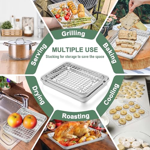 Homikit Toaster Oven Pan with Rack (1 Small Baking Sheet+1 Rack), 9” x 7” - size: 9*7 Inch