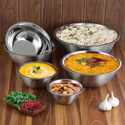 YBM HOME 5 Quart Stainless Steel Premium Mixing Bowl – Heavy Duty Deep Prep Bowl for Baking, Cooking, Dough Mixing, Salad Serving & Commercial Kitchen Use - size: 5 Quart