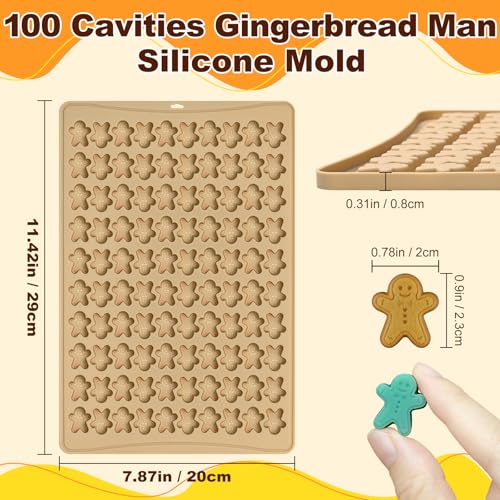 Mini Gingerbread Man Silicone Molds, 100 Cavity Christmas Gummy Molds - color: 100-Cavity Gingerbread Man Chocolate Molds