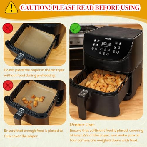 BYKITCHEN Small Air Fryer Disposable Paper Liners for 2 to 5QT Airfryer - size: 8inch (2 to 5 QT)-100pcs-square