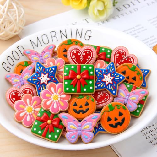 6-Pack Cookie Cutters, Flower Star Heart Circle Square Butterfly - color: 6 set silver