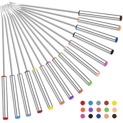 15pcs 9.6 Inch Fondue Sticks Stainless Steel Barbecue Fruit Dessert Forks with Heat Resistant Handle for Roast Meat Chocolate Dessert Cheese Marshmallows - size: 9.6