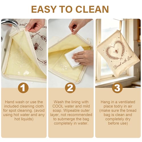 Zipper Beeswax Bread Bags for Sourdough Homemade Bread, Reusable 2 Pack - color: L-Sweetheart