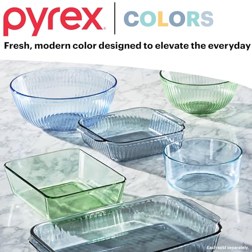 Pyrex Colors Tinted (3 Piece) Small/Medium/Large Glass Mixing Bowls - color: Clear, size: 3-Pack, Small/Medium/Large, Unlidded