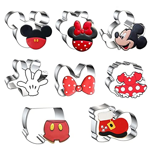 Mouse Cookie Cutter Sandwich Cutters Mickey Cutters for Kids DIY Lunchbox Bento Box Fruit Cutters Vegetable Cutters for Children Boys Girls, Pack of 8 (Cartoon Cookie Cutters Set) - color: Mickey Sets