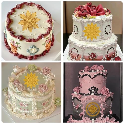 ZiXiang Embossed Flower Silicone Molds Baroque Relief Fondant Mold Set of 4