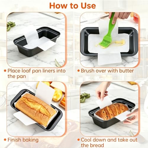Parchment Paper 9x5 Inch Loaf Pan Liners for Bread Baking, 50 Pack - color: White