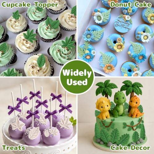 Fall Leaf Fondant Molds, 6 Pcs Maple Fern Palm Tropical Autumn Leaves Mold - color: 6 Pcs Leaves Fondant Mold, Pink