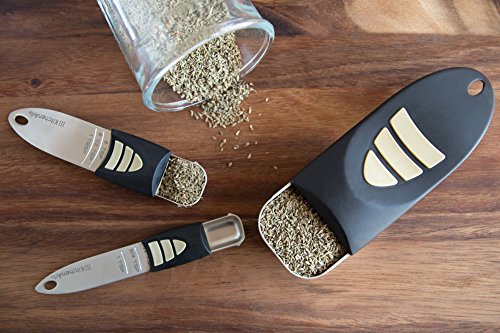 KitchenArt Cook’s Pro Adjust-A-Measure Set, 3-Piece, Satin,Black and Silver - size: 3 Piece - Set