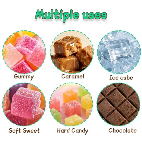 3Pack Square Silicone Candy Molds,126- Cavity Non-Stick Mini Gummy Mold for Caramel,Hard Candy,Ice Cube,Chocolate,Ganache (126-Cavity) - size: 126-Cavity