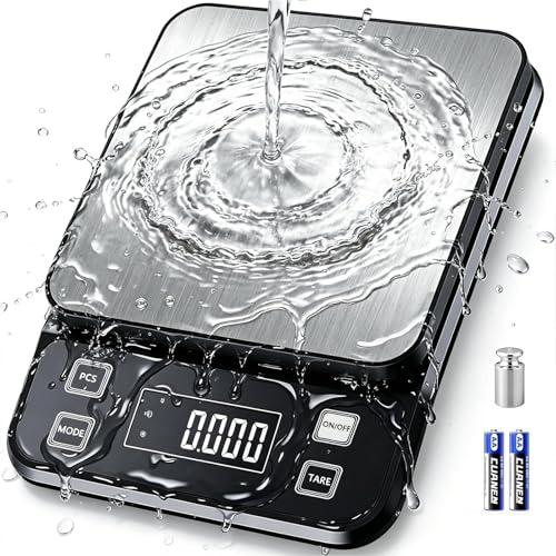 IPX7 Waterproof Food Scale 0.01oz/0.1g Precision Kitchen Scale Precisely Measures Grams and Ounces11lb/5kg Stainless Steel Digital Food Scales for Kitchen Gram Scale for Cooking, Baking - style: IPX7_battery_11lbs