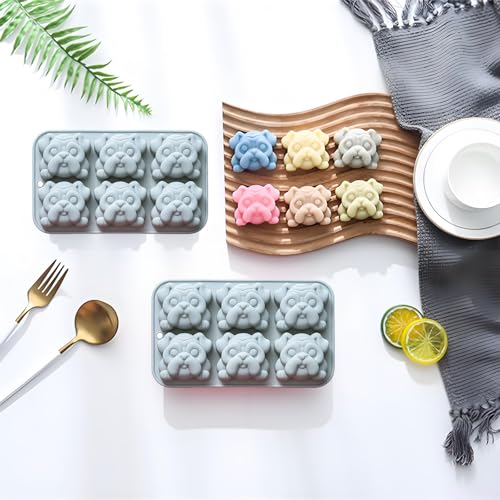 2PCS Silicone Bulldog Molds, 6 Cavity Bulldog Chocolate Molds for Candy - color: Blue(R0174)