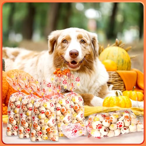 Blulu 100 Pcs Dog Treat Bags Puppy Party Favor, Orange, Brown, Yellow - color: Orange, Brown, Yellow