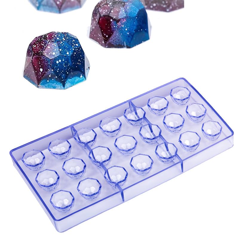 21 Grid Chocolate Candy Mold PC Polycarbonate Chocolate Making Mould with Scraper (Diamond) - color: Diamond