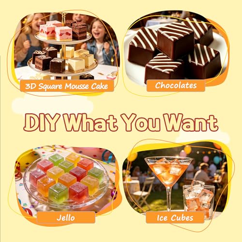 3Pcs Square Cube Cake Silicone Mold, 1.4" x 1.4" x 1.4" 3D Square Silicone Chocolate Molds for Baking, 45-Cavity Cube Jello Silicone Mold for Truffle Chocolate, Mini Brownie, Ice Cube - color: 15-Cavity Regular Square