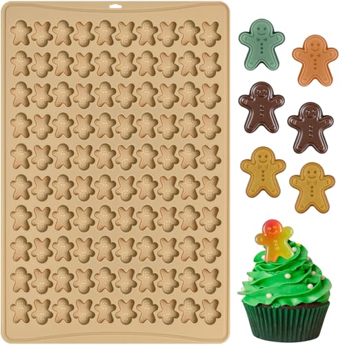 Mini Gingerbread Man Silicone Molds, 100 Cavity Christmas Gummy Molds - color: 100-Cavity Gingerbread Man Chocolate Molds