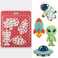 4Pcs Space Cookie Cutters 3D Astronaut UFO Rocket Alien Baking Tools - color: Space
