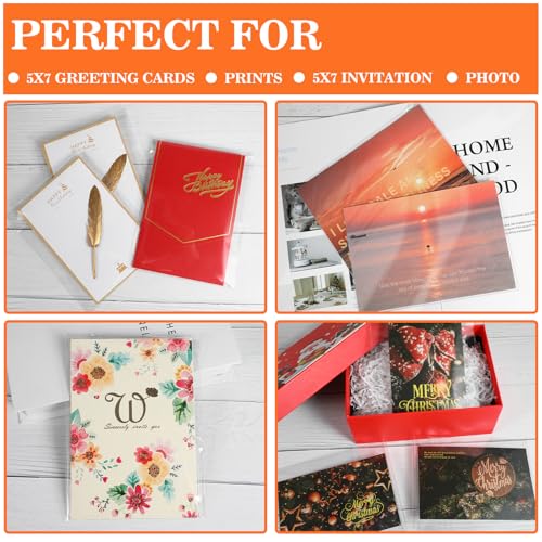 100Pcs 5-1/4 x 7-1/5 Inch Self Sealing Cello Cellophane Bags Clear Plastic Sleeves - Fit 5x7 Inch Photo A6 Cards Cookie - size: 5.25 x 7.2 inches