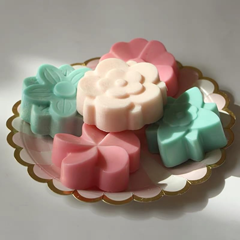 Flowers Silicone Soap Molds 2 Pack 6 Different Cavities Flower Shapes Mold for Handmade Soap Making Bath Bombs Lotion Bar Candle Cake Chocolate Desserts (6 Different Cavities Flower) - color: Pink