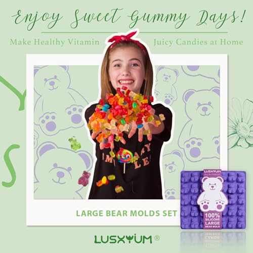LUSHYUM 4PCS Large 5 ML Gummy Bear Moulds, 140 Total Cavities