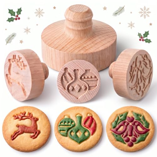 3 Set Xmas Cookie Stamps, 2.5" Springerle Molds for Baking - style: Xmas