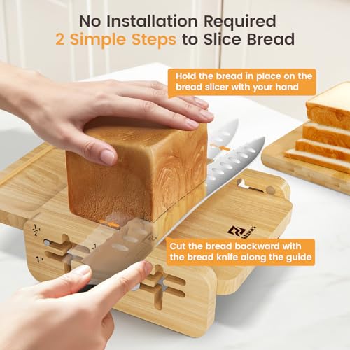 Piklohas Piklohas Bread Slicer With Bread knife, 4 Thickness Adjustable - size: 10-Inch Bread Knife & Slicer