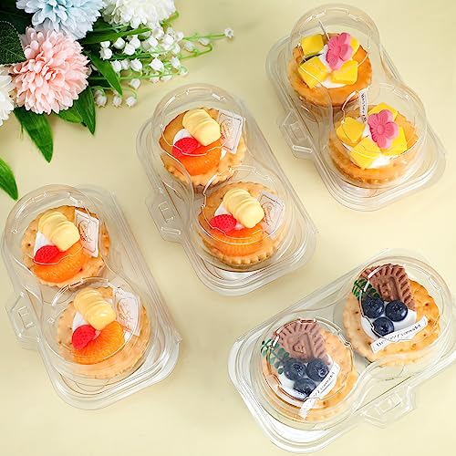 Roshtia 100 Pcs 2 Cavity Cupcake Container with 300 Mini Baking Cups
