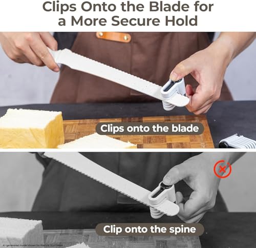 CoquusAid Bread Knife for Homemade Bread, World's 1st Double Serrated Knife - color: Creamy White