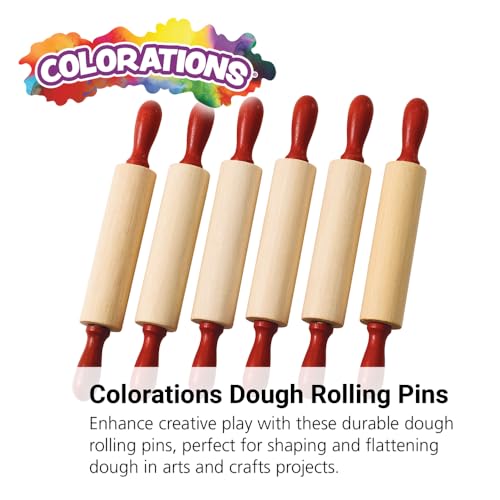 Colorations Natural Wood Rolling Pins for Kids, Set of 6, Ages 3+, PreK+ - size: regular