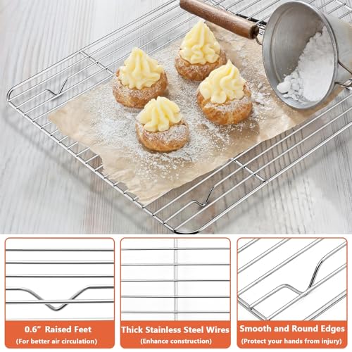 P&P CHEF 4 Pcs Baking Wire Rack for Cooling, 8.6 + 9.7+ 11.6 + 15.3 Inch - size: 8.6 + 9.7+ 11.6 + 15.3 Inch