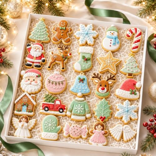 Christmas Cookie Cutters Set, 25 Stainless Steel Holiday Shapes - style: Style1