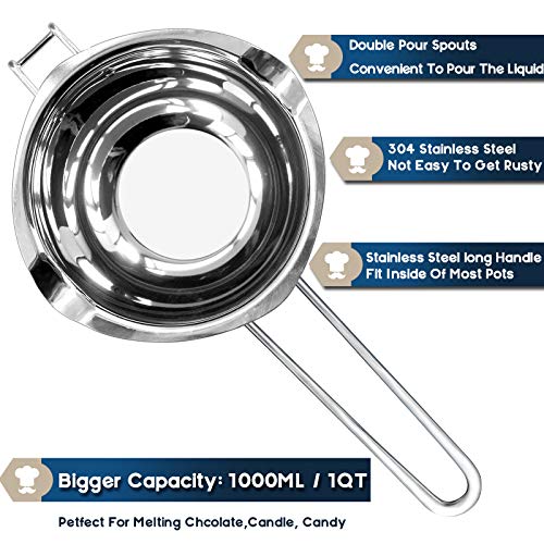 1QT Double Boiler Chocolate/Wax/Candy Melting Pot with Silicone Spatula - size: 1000ML