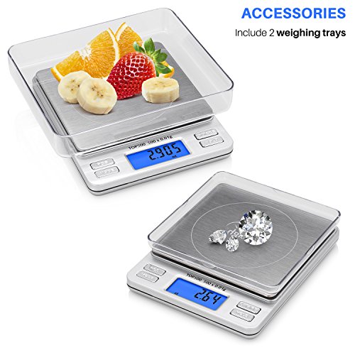 Smart Weigh Digital Pro Pocket Scale 500g x 0.01g – 6 Units: g, oz, gn, ozt, DWT, ct – High Precision for Kitchen, Herbs & Jewelry – Includes Hold/Counting, 2 Trays & Batteries (Pack of 2) - size: 500 Grams (Pack of 2)