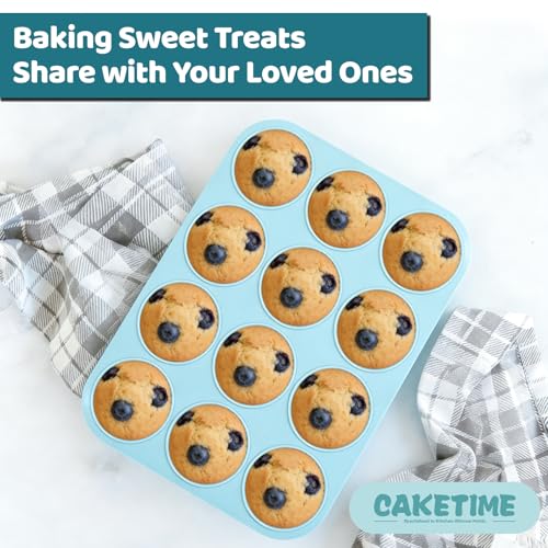 CAKETIME Silicone Muffin Pans for Baking, 2 Pack Regular Size Muffin Pan 12 Cups Non Stick Silicone Molds for Baking Muffin, Egg Bites, Cupcake BPA Free - size: 2pc: Regular 12-Cup
